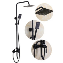 Vidric European-Style Black Wall-Mounted Shower Faucet Set with Supercharged Copper Design for Luxury Bathrooms