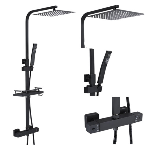 Luxury Thermostatic Rainfall Shower Faucet Set with 25-30cm Adjustable Head