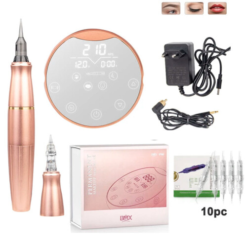 Precision Rotary Tattoo Machine Kit for PMU Eyebrows & Lips with 2 Cartridge Needles