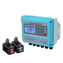 Ultrasone vloeistofstroomsensor voor hoge temperaturen met wandbevestiging, 4-20mA uitgang, 220VDC/24VAC voeding