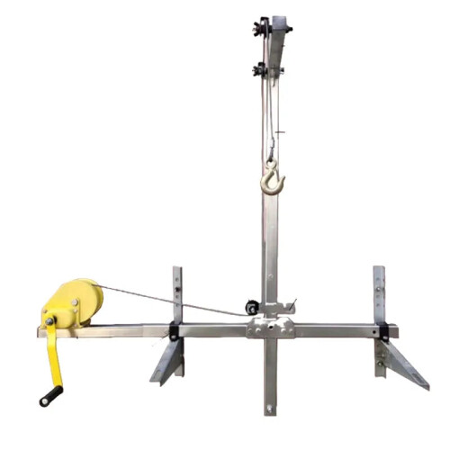 Compact Folding Crane for Air Conditioner Installation with Self-Locking Manual Winch