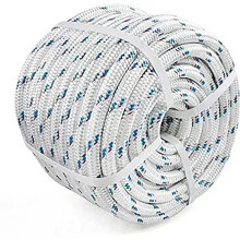 Premium UHMWPE Halyard Cord for Sailing & Yachting - Durable 10mm Sailboat Rope, White & Blue Mix, 4800kg Breaking Strength