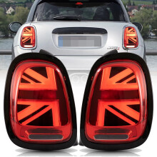 Union Jack LED Achterlichten voor Mini Cooper F55/F56/F57 (2014-2019) - Gerookt Rode Lens met Animatie, Set van 2