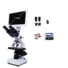 Onderzoeks-kwaliteits trinoculair compound-microscoop met 40x-2500x vergroting en 7-inch LCD-monitor, inclusief handmicroscoop