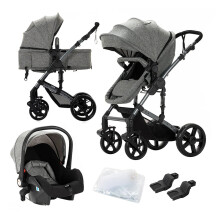 2024 High Fashion 3-in-1 Opvouwbare Babywagen & Autostoel Combo - Nieuwegeboren Reissysteem met Verhoogd Ontwerp
