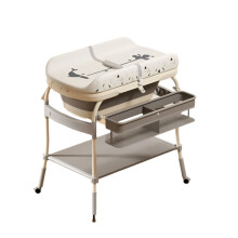 Alles-in-één baby verschoningstafel met mobiel ledikant, geïntegreerde massage en luierstation