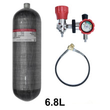 Hoogdruk koolstofvezel luchttank met HPA-vulstation en regelaar - 4500 PSI, 300 Bar, 6,8L capaciteit, M18x1.5 ventiel voor duiken en scuba