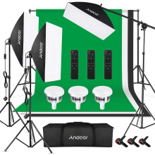 Professional Studio Photography LED Light Kit with 85W 2800K-5700K Lights, 3 Softboxes (50x70cm), 3 Adjustable 2m Light Stands, 3 Remote Con