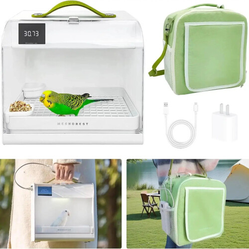 Portable Bird Carrier Backpack with Temperature Control for Small Birds