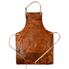 Rustic Artisan Vegetable-Tanned Cowhide Apron for Woodworking & Outdoor Use - Vintage Pattern, Cross Halter Design