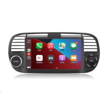 Junsun V1 Plus Android 12 Autoradio voor Fiat 500/500C (2007-2015) met Multimedia GPS-navigatie en draadloos CarPlay - Zwart
