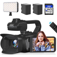 64MP 4K 60FPS videocamera met draaibaar touchscreen en WiFi-streaming - Perfect voor TikTok- en YouTube-inhoudcreatie