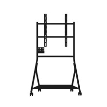 Adjustable Mobile TV Stand with Wood Shelf & Storage Bag for 32-85 Inch TVs