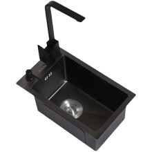 Black Nano 304 Stainless Steel Mini Sink with Single Tank - Thickened Wash Basin for Bar Balcony Kitchen Accessories
