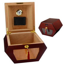Vintage zeshoekige sigarenhumidor displaykast - luxe vochtregulerende kast
