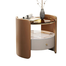 Nordic Luxury Round Glass Nightstands - Unique Aesthetic Bedside Tables with Storage for Bedroom