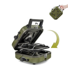 Draagbare 2300W dubbele gasfornuis voor kamperen met elektronische ontsteking - Lichtgewicht 2,5 kg opvouwbare outdoor kookuitrusting