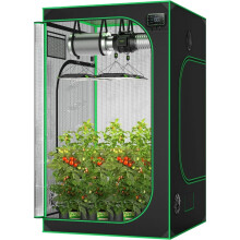 Hoogreflecterend Mylar groeitempel met observatievenster en vloerbak voor binnenhydroponics - 4x4 ft