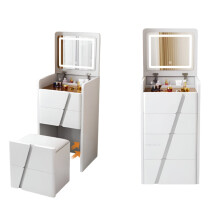 Nordic Light Moderne Houten Ladekast en Spiegel: Compact Multi-lade Opbergkast voor Kleine Appartement Slaapkamers