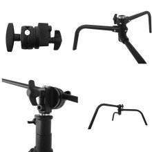 3-Pack 3m Black Stainless Steel Foldable C-Stand with Magic Leg for Photography Lighting & Softbox Support