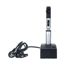Oplaadbare oogheelkundige desktop direct-oftalmoscoop- en retinoscoopset met halogeenlamp en aluminium draagkoffer