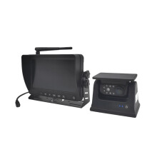 7-inch digitaal draadloos quad-view DVR-monitor met 1080p achteruitkijkcamera, magnetische zonne-energie draadloze camera voor vrachtwagens