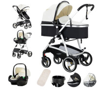 3-in-1 Portable Baby Stroller: High Landscape Aluminum Frame with PU Leather, Foldable Travel Carriage for Newborns