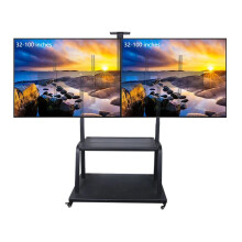 Veelzijdige dubbele scherm mobiele tv-standaard voor 32-100 inch LCD's - Ideaal voor videoconferenties