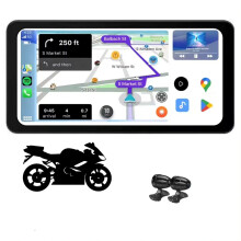 Touchscreen 64GB Waterdicht 4G Draadloze CarPlay GPS Android Motorrijder Navigatie met DVR & TPMS