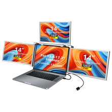 14-Inch Portable Quad Screen Monitor with 1080p FHD, Foldable & Rotatable Design, Easy Driver Installation