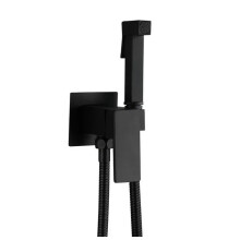 Luxury Matte Black Brass Handheld Bidet Sprayer Set with Cold & Hot Mixer Faucet