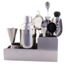 Premium 304 roestvrijstalen cocktailshaker barset met elegant metalen standaard - topkwaliteit bartenderkit