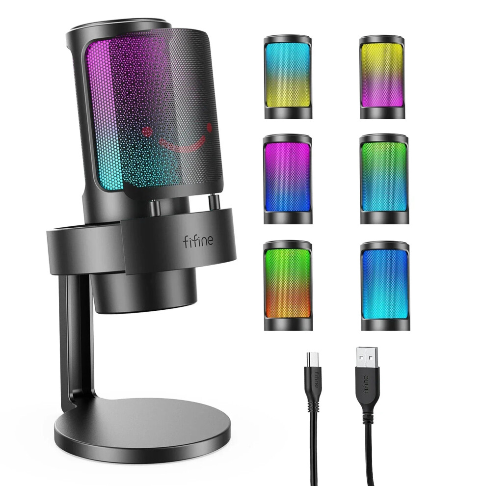FIFINE A8 Professional RGB Podcast & Gaming Desktop Condenser Microphone