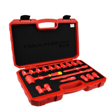 Japan Rubicon 19-delige VDE 3/8 slagmoersleutel geïsoleerde doppen set met 1000V elektricien gereedschapskist - Model nr. REV 19S