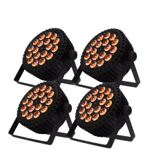 Professionele set van 4x 18x18W RGBWA UV LED Par Lights met DMX512-bediening voor podium- en discovoorstellingen