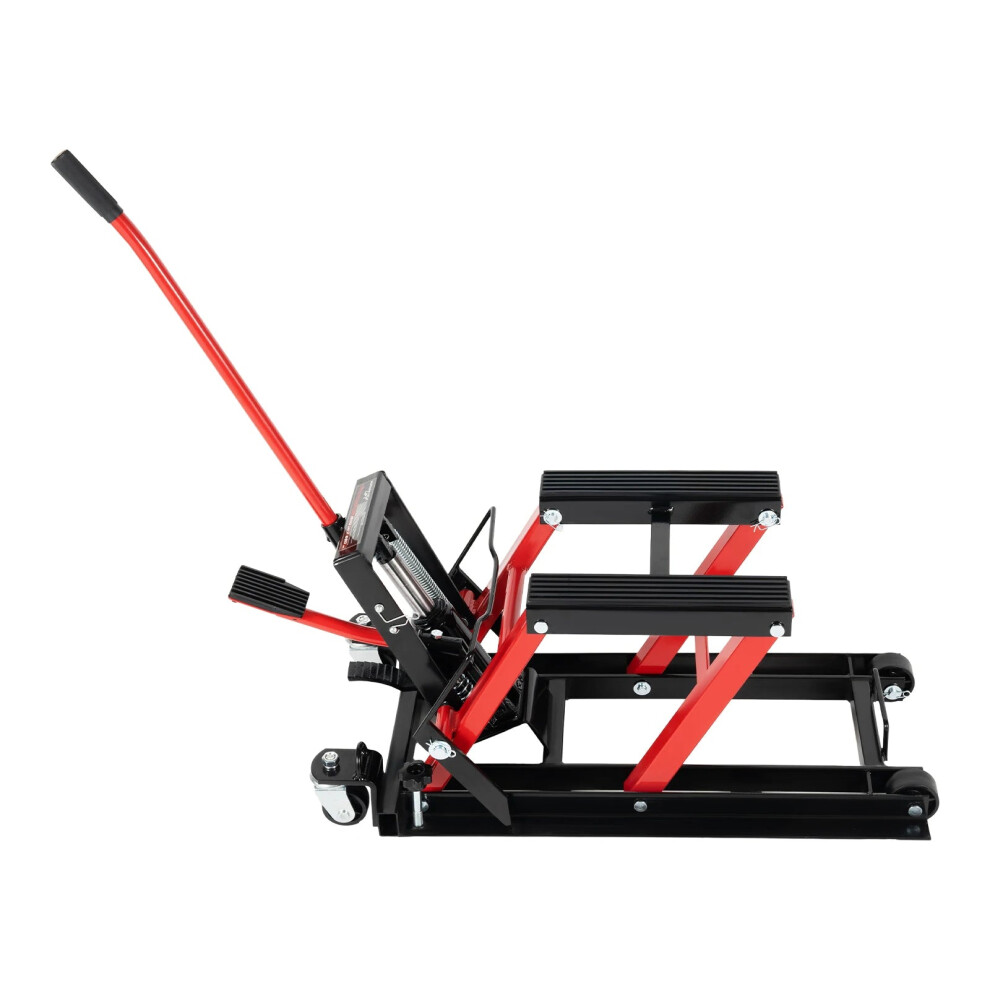 Compact Black & Red Motorcycle Hydraulic Scissor Lift