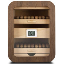 Elegant Cedar & Ebony Transparent Cigar Humidor Collection
