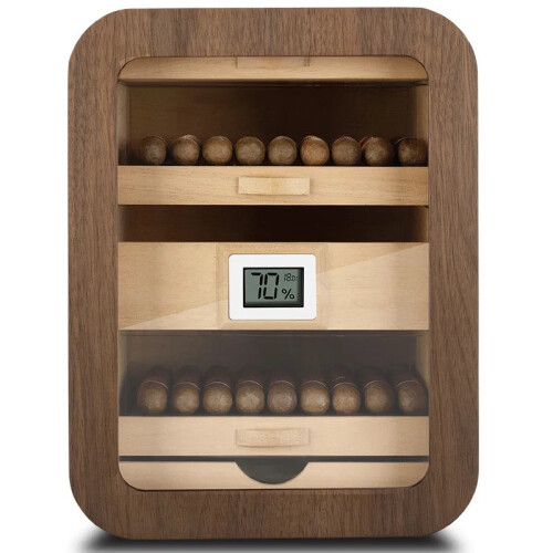 Elegant Cedar & Ebony Transparent Cigar Humidor Collection