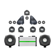 BMW 2 Serie F44 4-deurs sportauto audio upgrade kit: Plug & Play 4-Ohm tweeter, middenluidspreker, subwoofer en 1000W versterker