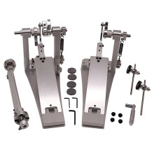 Premium Silver Double Bass Drum Pedal - High-Quality Aluminum Alloy with Expert Craftsmanship