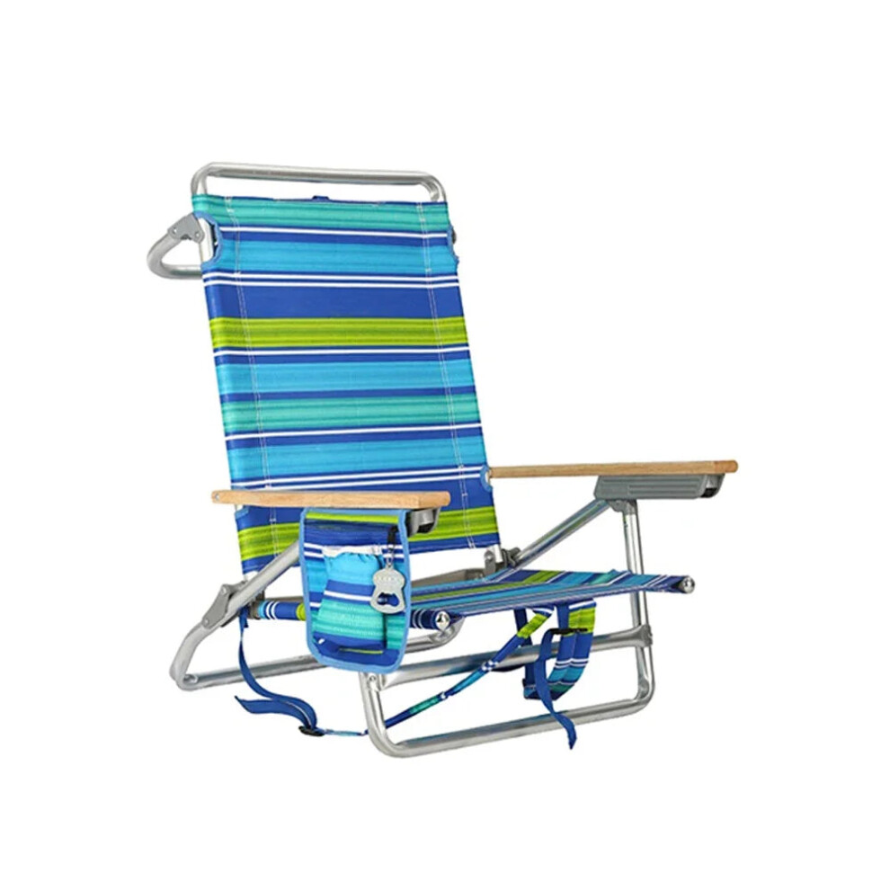 Compact Lay Flat Folding Backpack Chair: Adjustable Reclining Outdoor Beach Chair with Cup Holder