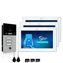 10-Inch Touch Screen WiFi Tuya Smart Doorbell Video Intercom with Fingerprint & IC Card Unlock for 3 Apartments