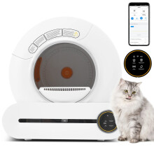65L Adaptive Self-Cleaning Litter Pan with Infrared Sensor, Odor Elimination, App Control & Child Lock for Multi-Cat Households