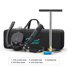 Chikadiv 0.5L Lung Tank with Full Face Snorkeling Mask - Leak-Proof, Fog-Proof, Supports Mouth & Nose Breathing