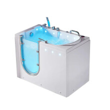 Elderly-Friendly Walk-In Acrylic Bathtub with Side-Opening Door and Bubble Massage Feature