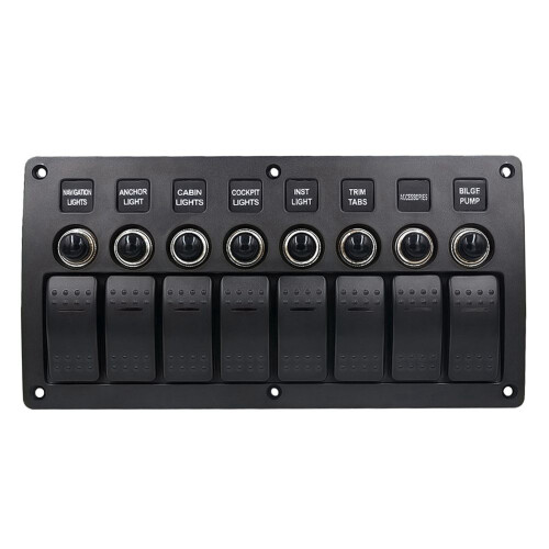 Båd Bil Marine Vippekontaktpanel 8 Gang 3PIN & Afbryder 2