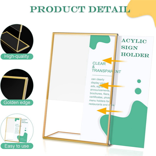 12PCS Gold Frame Acrylic Sign Holder, 4X6Inch Vertical 2