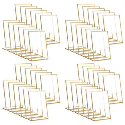 12PCS Gold Frame Acrylic Sign Holder, 4X6Inch Vertical