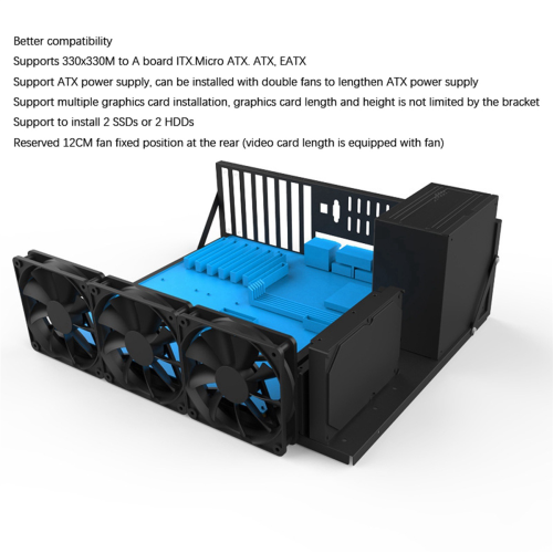 Mining Frame Mining Rig Case Ondersteuning ITX/Mini ATX voor 8 GPU (ATX) 1
