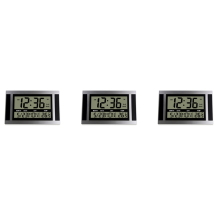 Digital Wall Clock LCD Number Time Temperature Calendar Alarm Silver